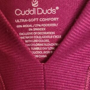 Cuddl Duds Women's Split V-Neck Tunic Hoodie - Magenta/Purple - Size M